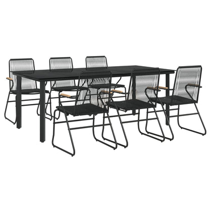 7-Delige Tuinset Pvc-Rattan Zwart 6 200 cm tafellengte