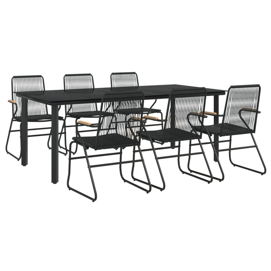 7-Delige Tuinset Pvc-Rattan Zwart 6 200 cm tafellengte
