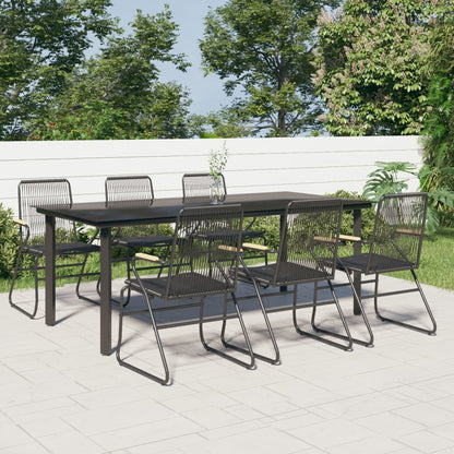 7-Delige Tuinset Pvc-Rattan Zwart 6 200 cm tafellengte