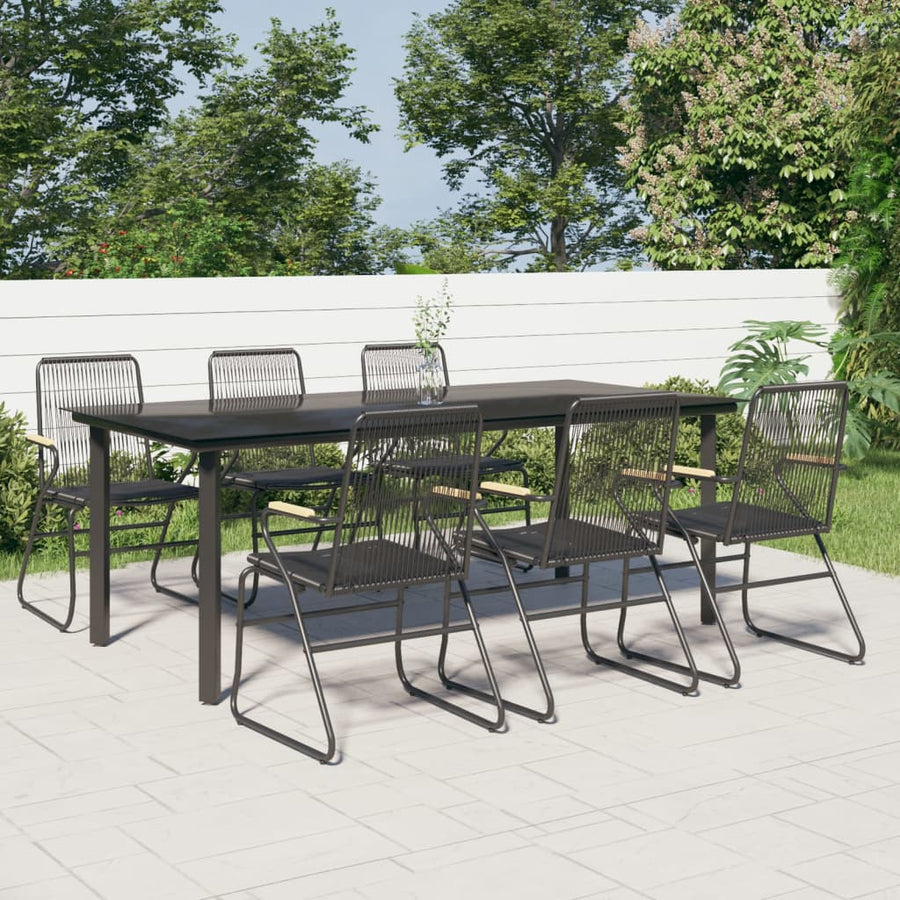 7-Delige Tuinset Pvc-Rattan Zwart 6 200 cm tafellengte