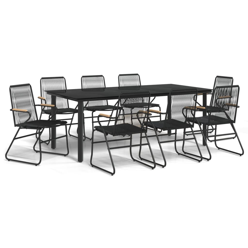9-Delige Tuinset Pvc-Rattan Zwart 8 200 cm tafellengte