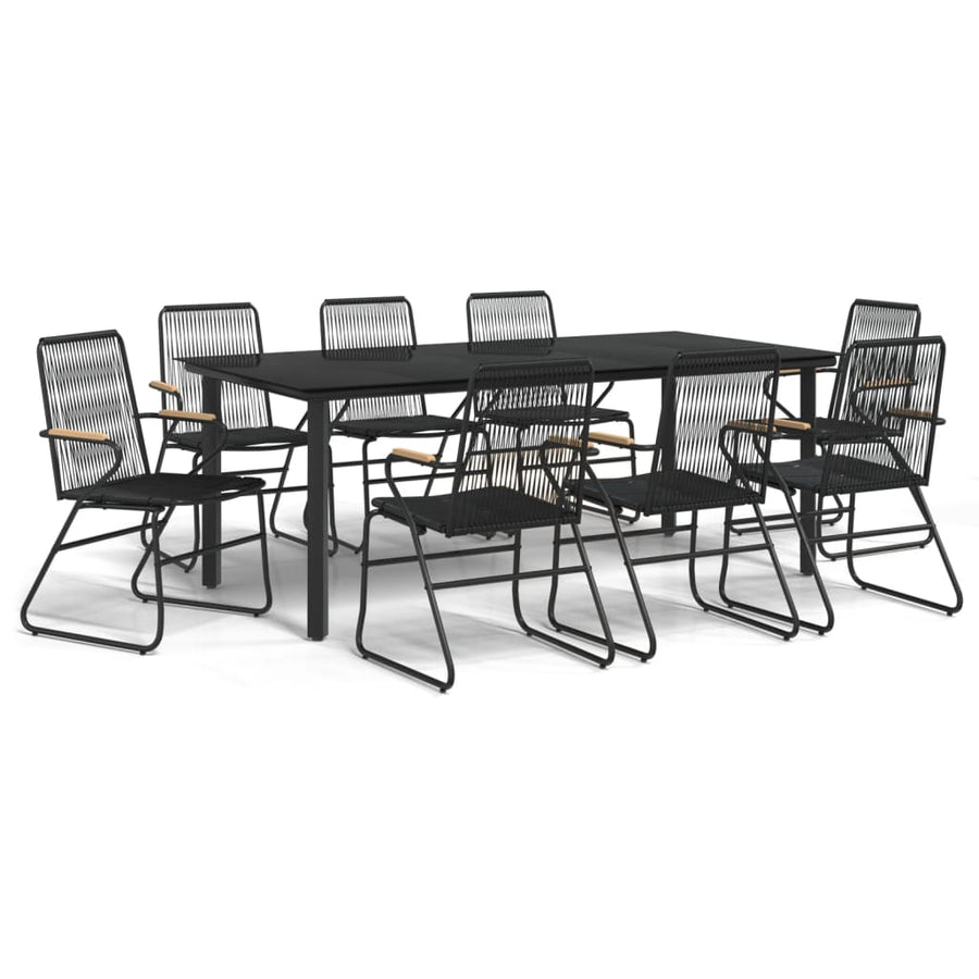 9-Delige Tuinset Pvc-Rattan Zwart 8 200 cm tafellengte