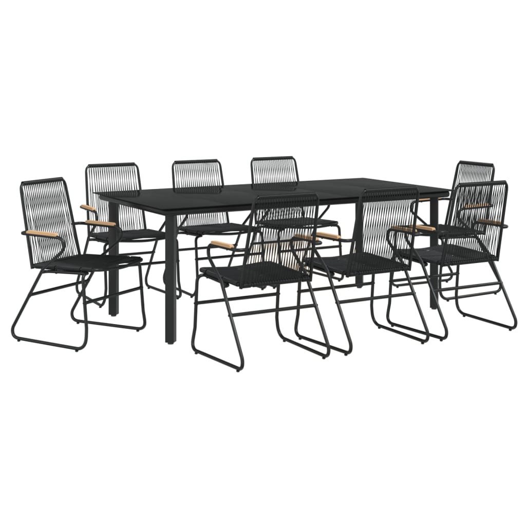 9-Delige Tuinset Pvc-Rattan Zwart 8 200 cm tafellengte