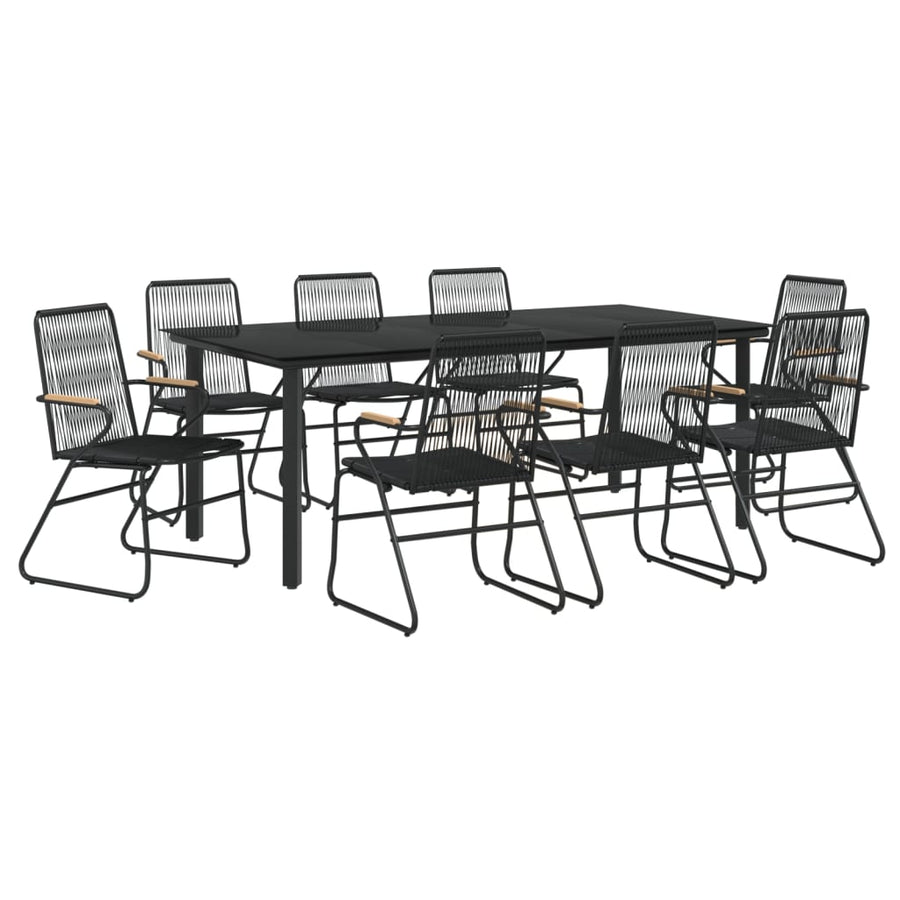 9-Delige Tuinset Pvc-Rattan Zwart 8 200 cm tafellengte