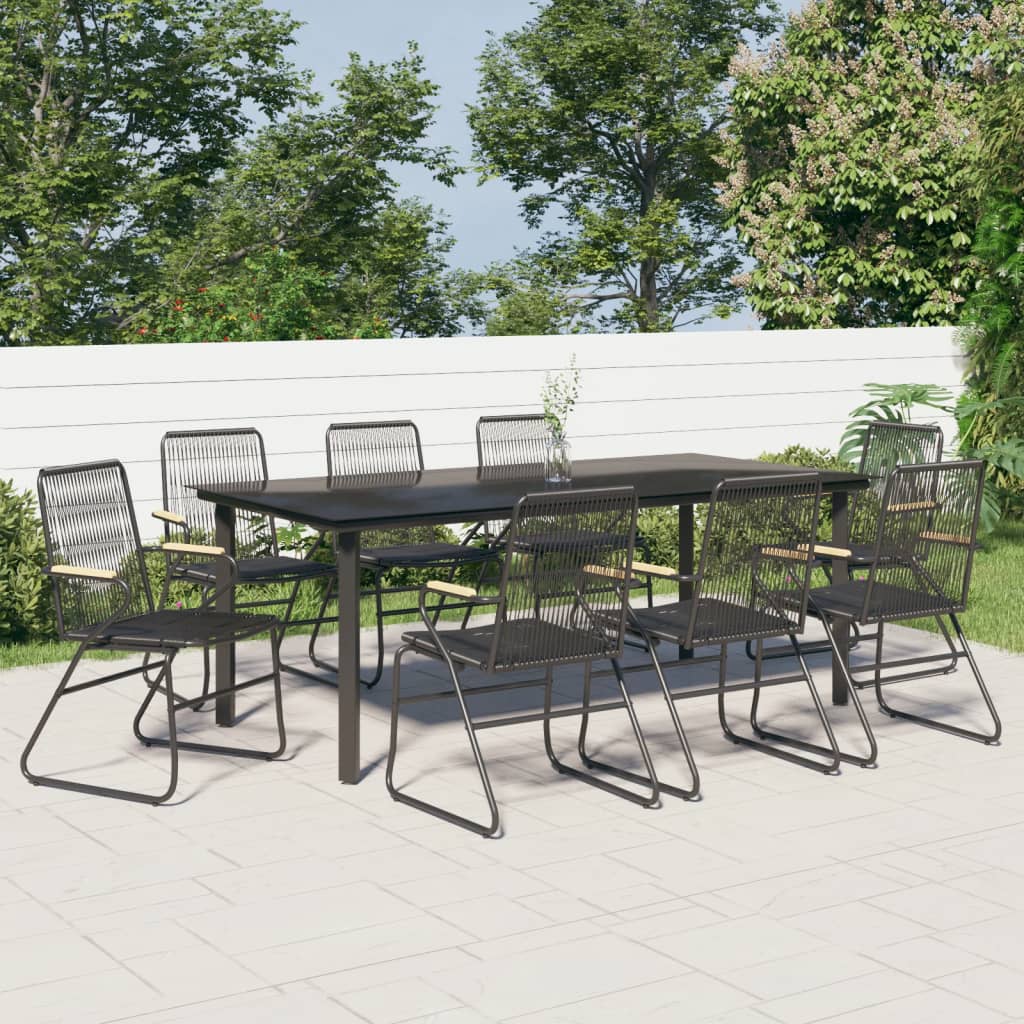 9-Delige Tuinset Pvc-Rattan Zwart 8 200 cm tafellengte