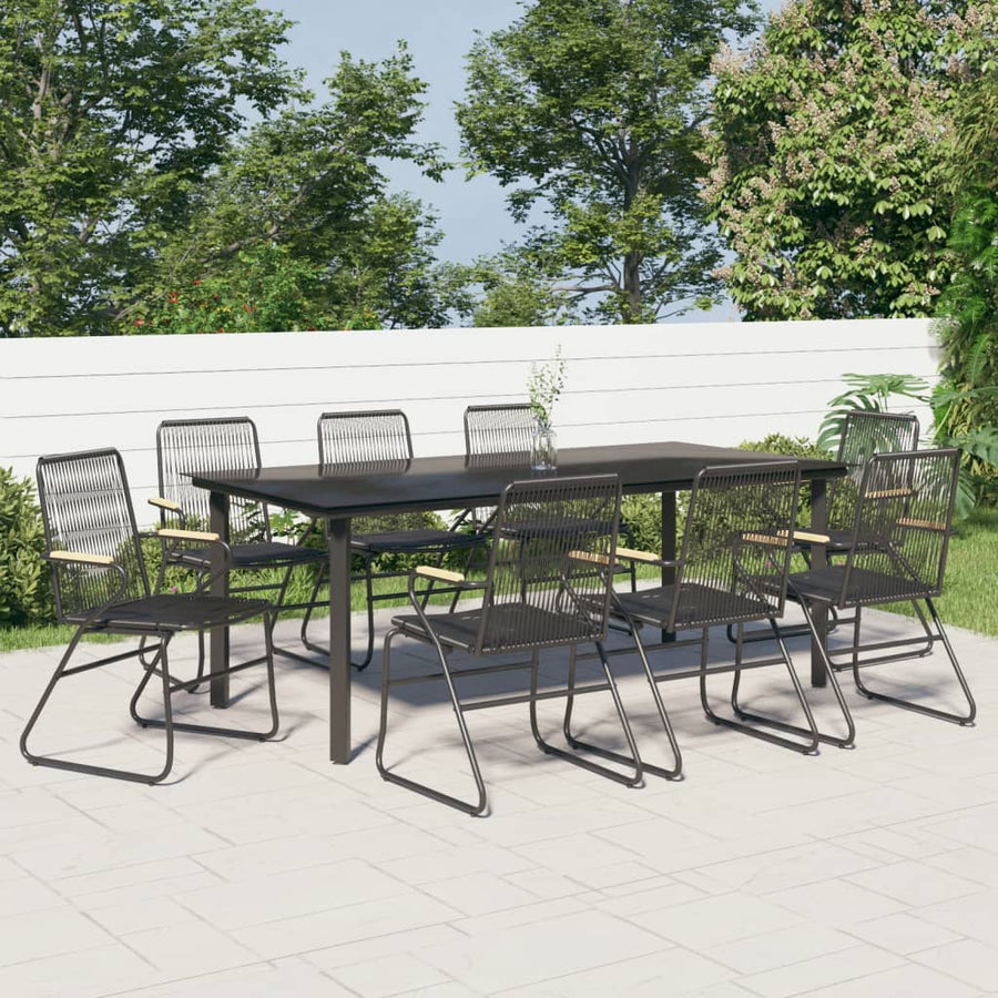 9-Delige Tuinset Pvc-Rattan Zwart 8 200 cm tafellengte
