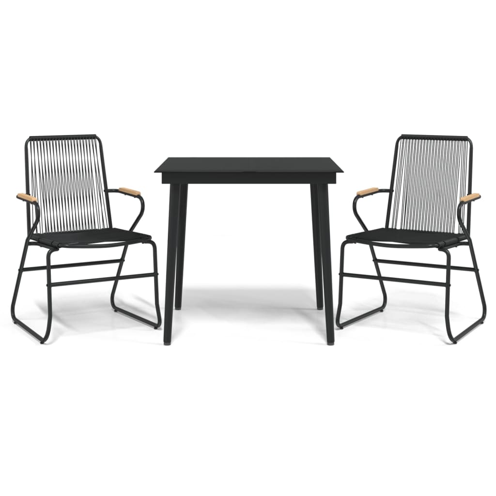 -Delige Tuinset Pvc-Rattan Zwart 3 80 cm tafellengte