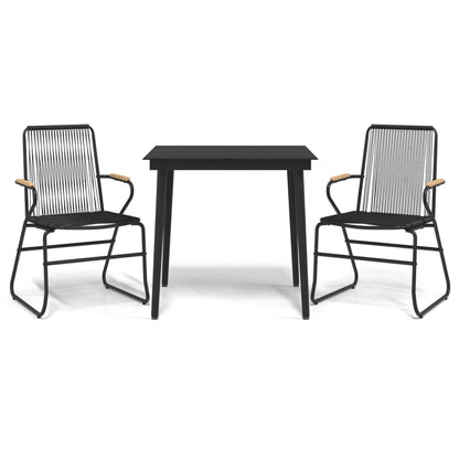 -Delige Tuinset Pvc-Rattan Zwart 3 80 cm tafellengte