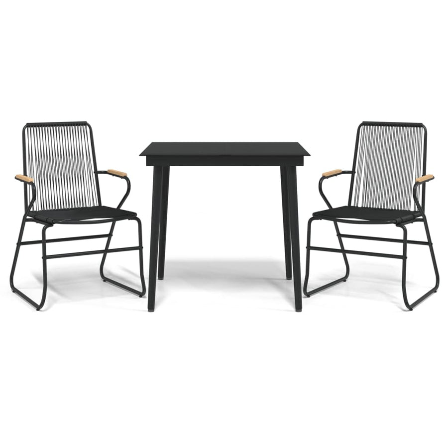 -Delige Tuinset Pvc-Rattan Zwart 3 80 cm tafellengte