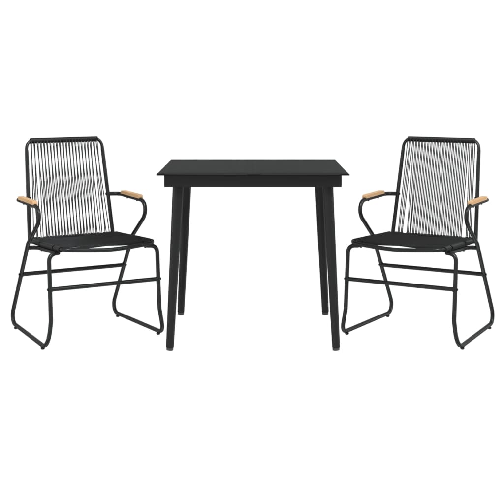 -Delige Tuinset Pvc-Rattan Zwart 3 80 cm tafellengte
