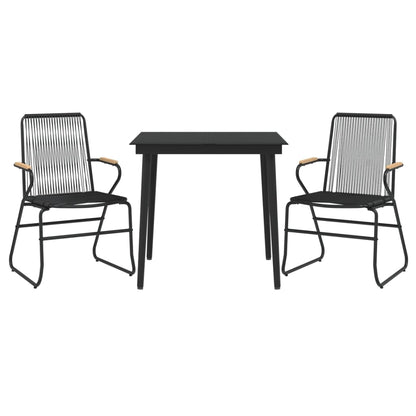 -Delige Tuinset Pvc-Rattan Zwart 3 80 cm tafellengte