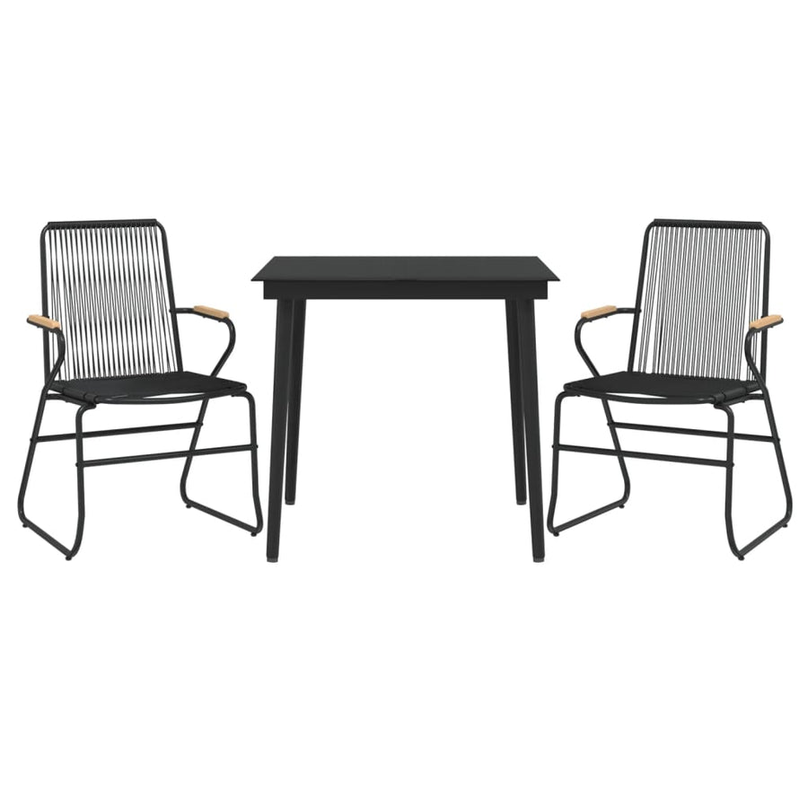 -Delige Tuinset Pvc-Rattan Zwart 3 80 cm tafellengte