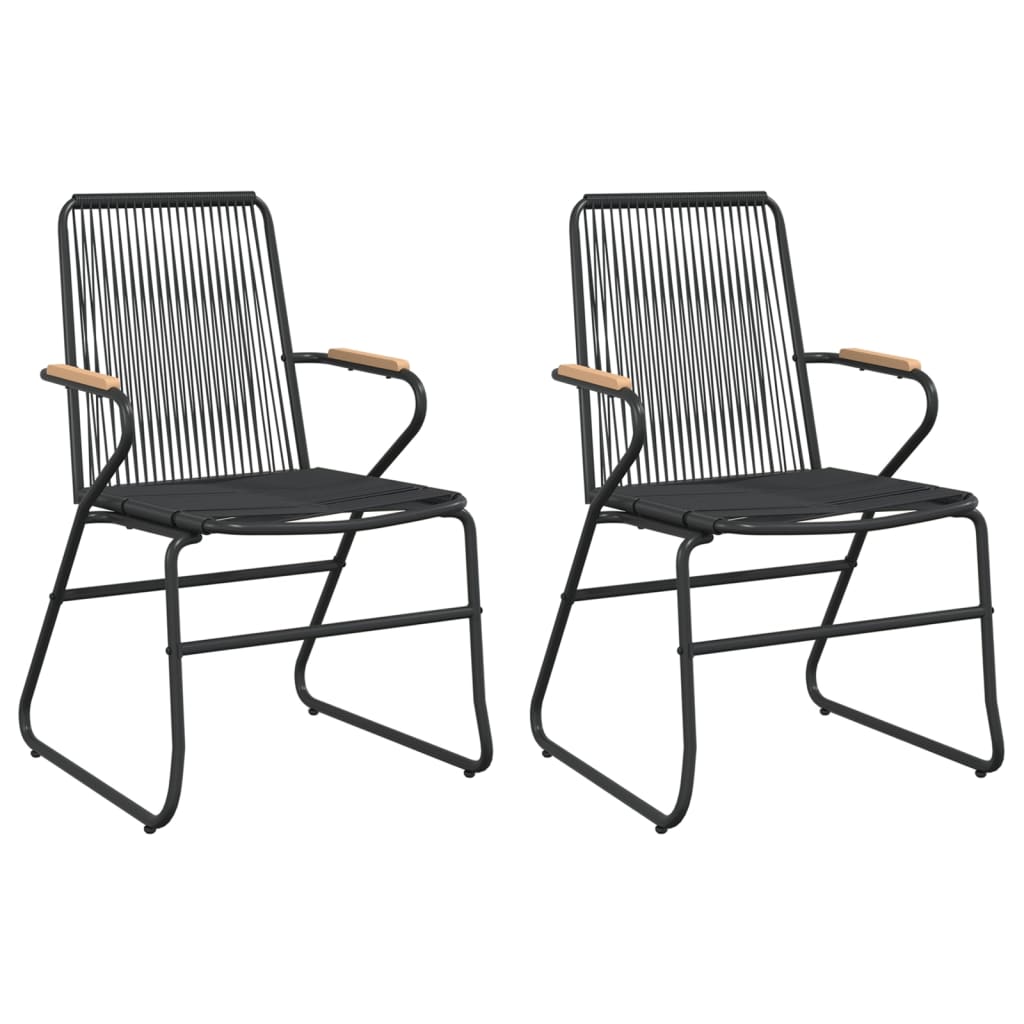 -Delige Tuinset Pvc-Rattan Zwart 3 80 cm tafellengte