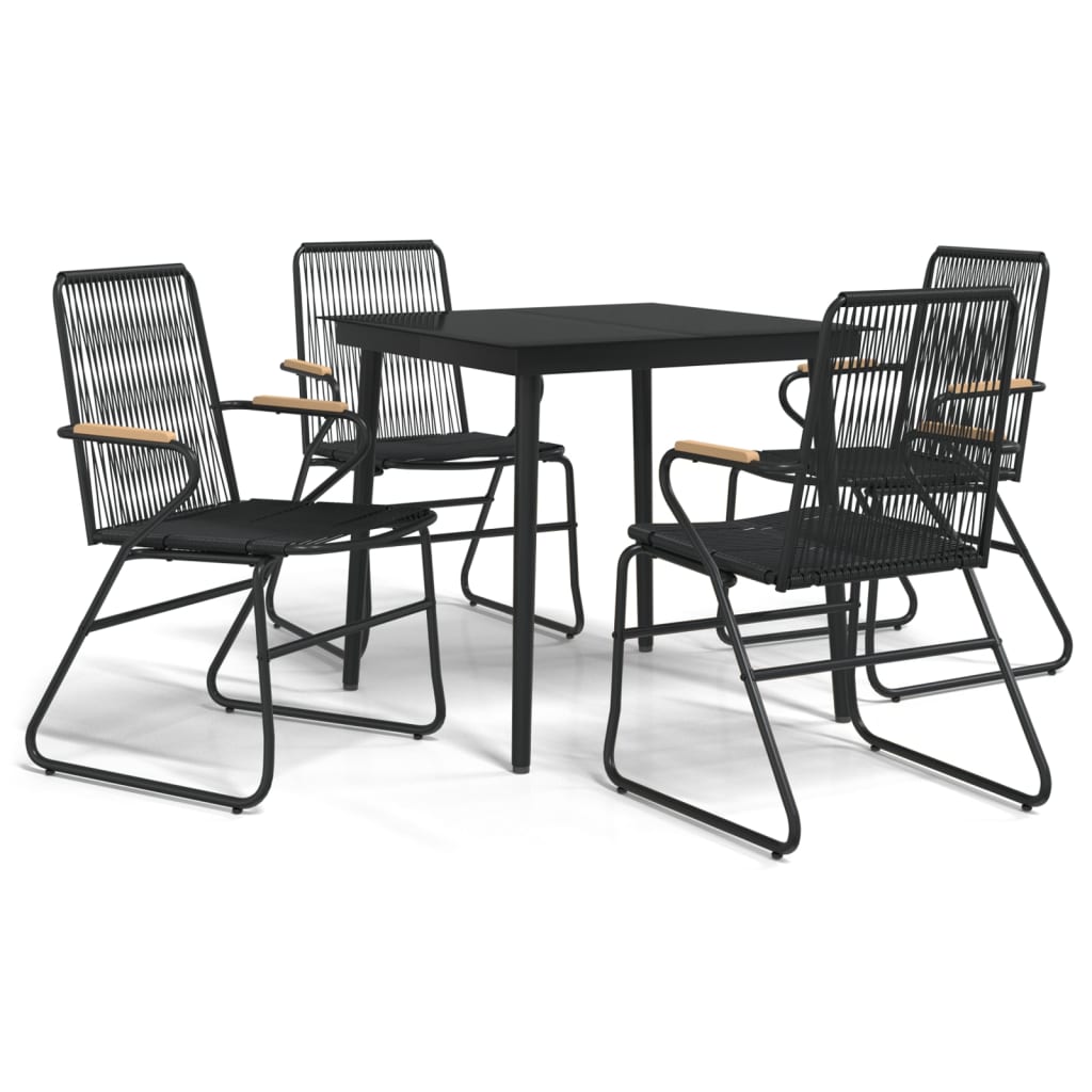 -Delige Tuinset Pvc-Rattan Zwart 5 80 cm tafellengte