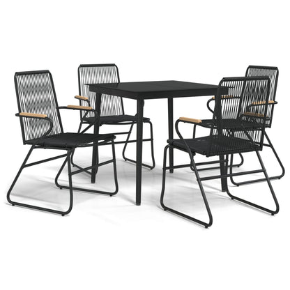 -Delige Tuinset Pvc-Rattan Zwart 5 80 cm tafellengte