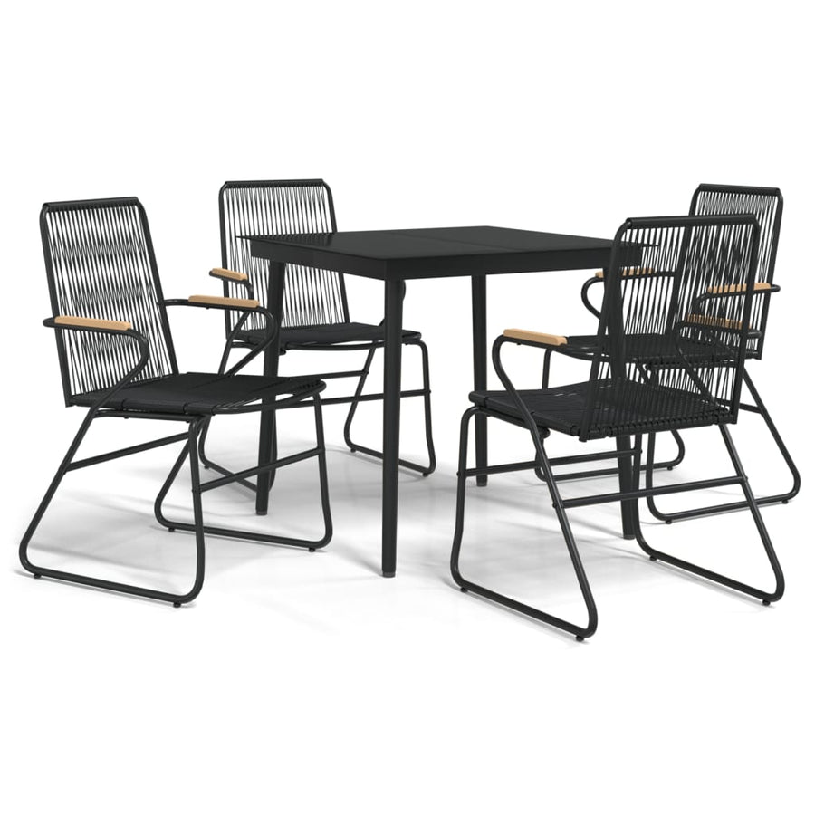 -Delige Tuinset Pvc-Rattan Zwart 5 80 cm tafellengte