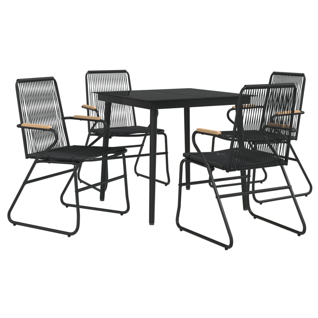 -Delige Tuinset Pvc-Rattan Zwart 5 80 cm tafellengte