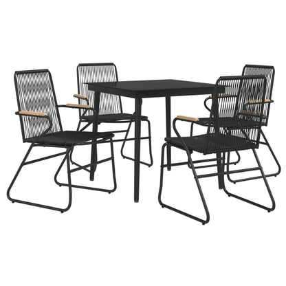 -Delige Tuinset Pvc-Rattan Zwart 5 80 cm tafellengte