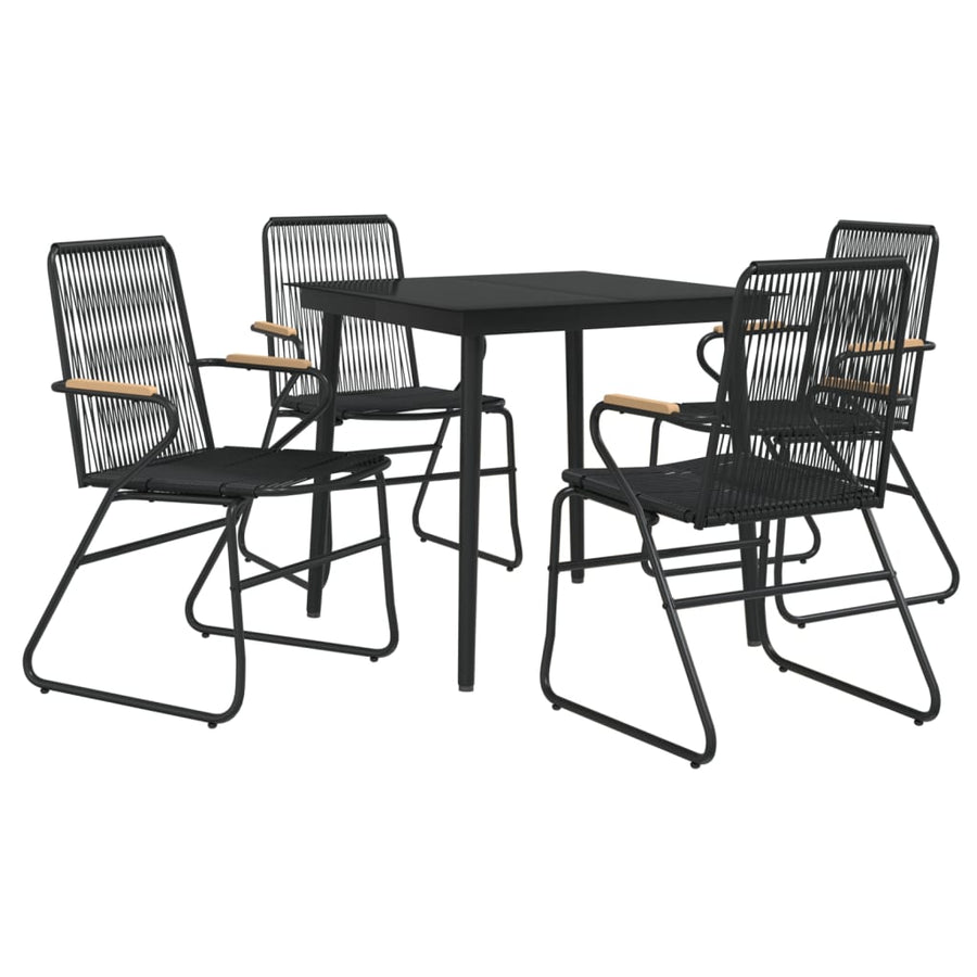 -Delige Tuinset Pvc-Rattan Zwart 5 80 cm tafellengte