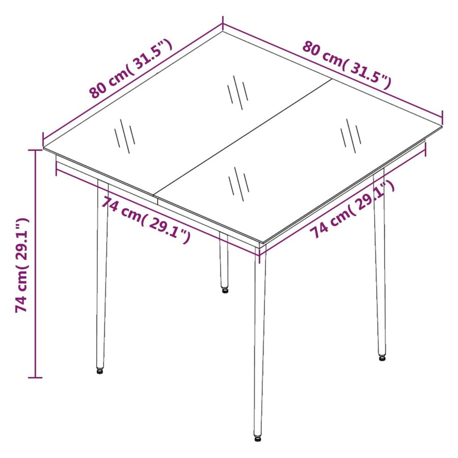 -Delige Tuinset Pvc-Rattan Zwart 5 80 cm tafellengte