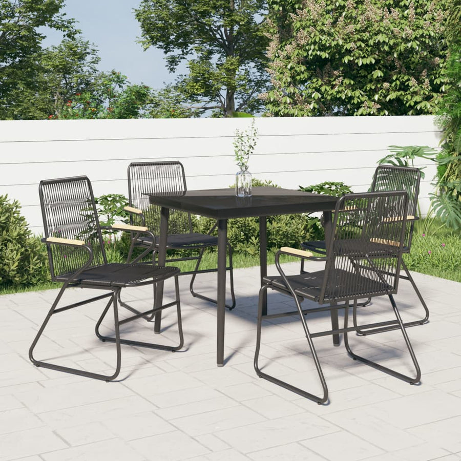 -Delige Tuinset Pvc-Rattan Zwart 5 80 cm tafellengte