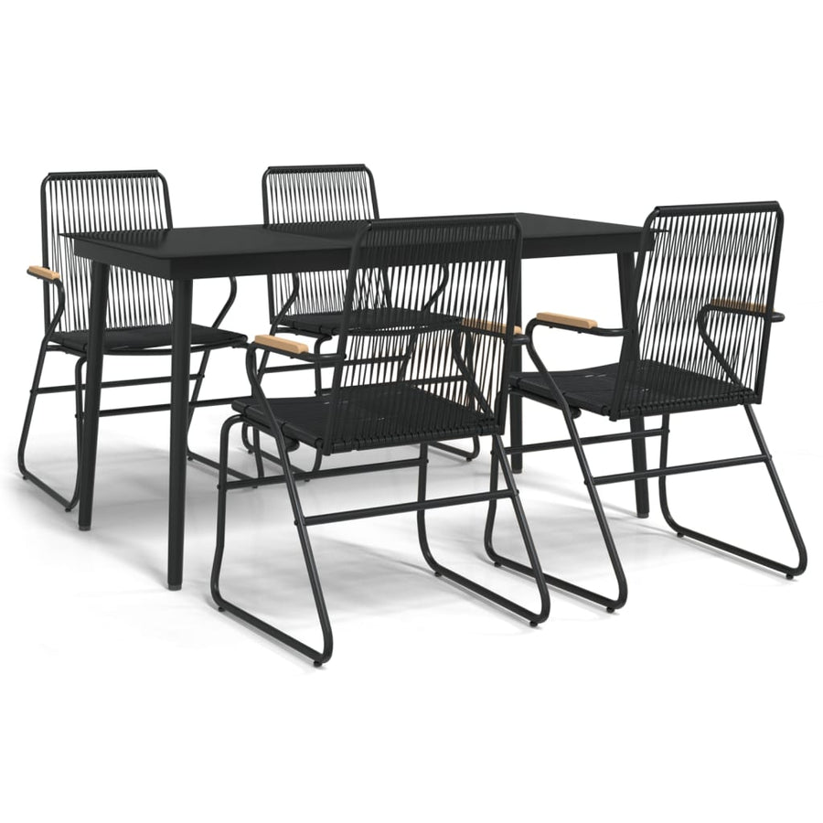 -Delige Tuinset Pvc-Rattan Zwart 5 140 cm tafellengte