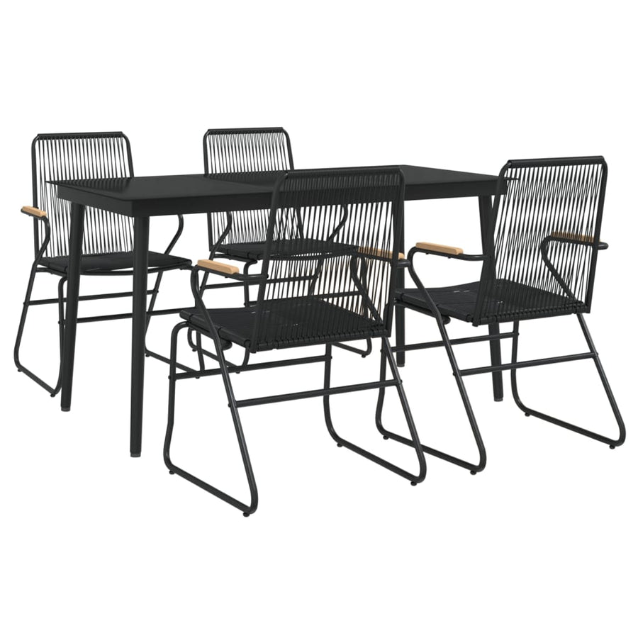 -Delige Tuinset Pvc-Rattan Zwart 5 140 cm tafellengte
