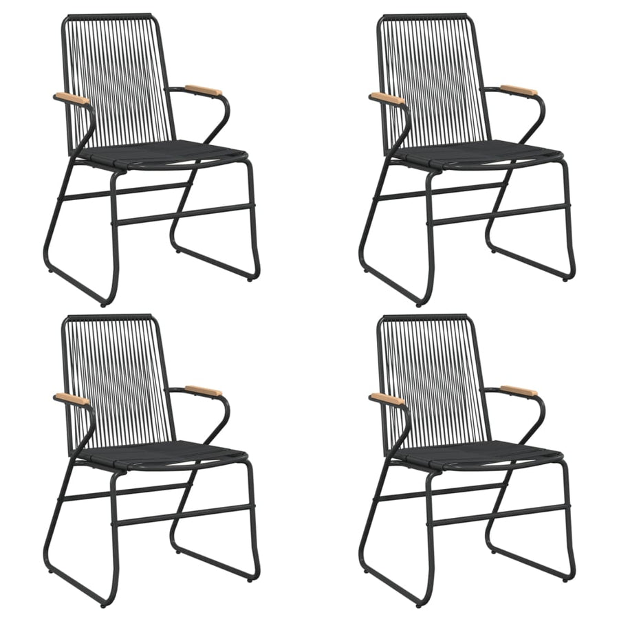 -Delige Tuinset Pvc-Rattan Zwart 5 140 cm tafellengte