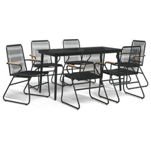 -Delige Tuinset Pvc-Rattan Zwart 7 140 cm tafellengte