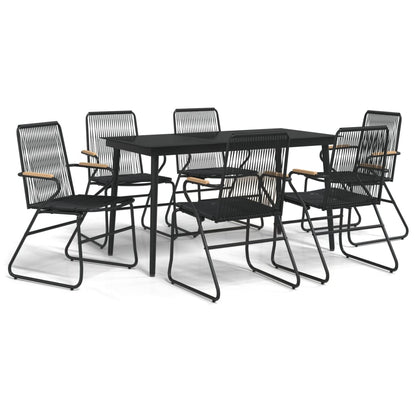 -Delige Tuinset Pvc-Rattan Zwart 7 140 cm tafellengte
