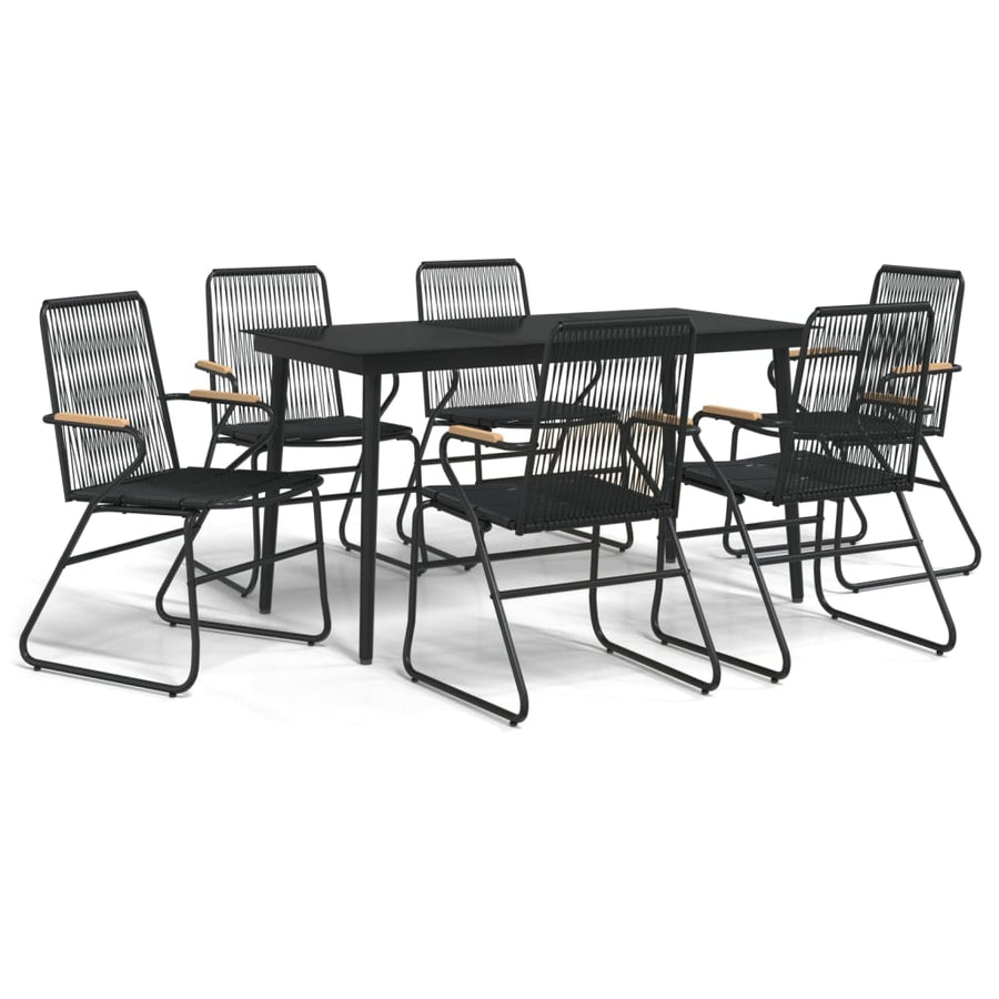 -Delige Tuinset Pvc-Rattan Zwart 7 140 cm tafellengte