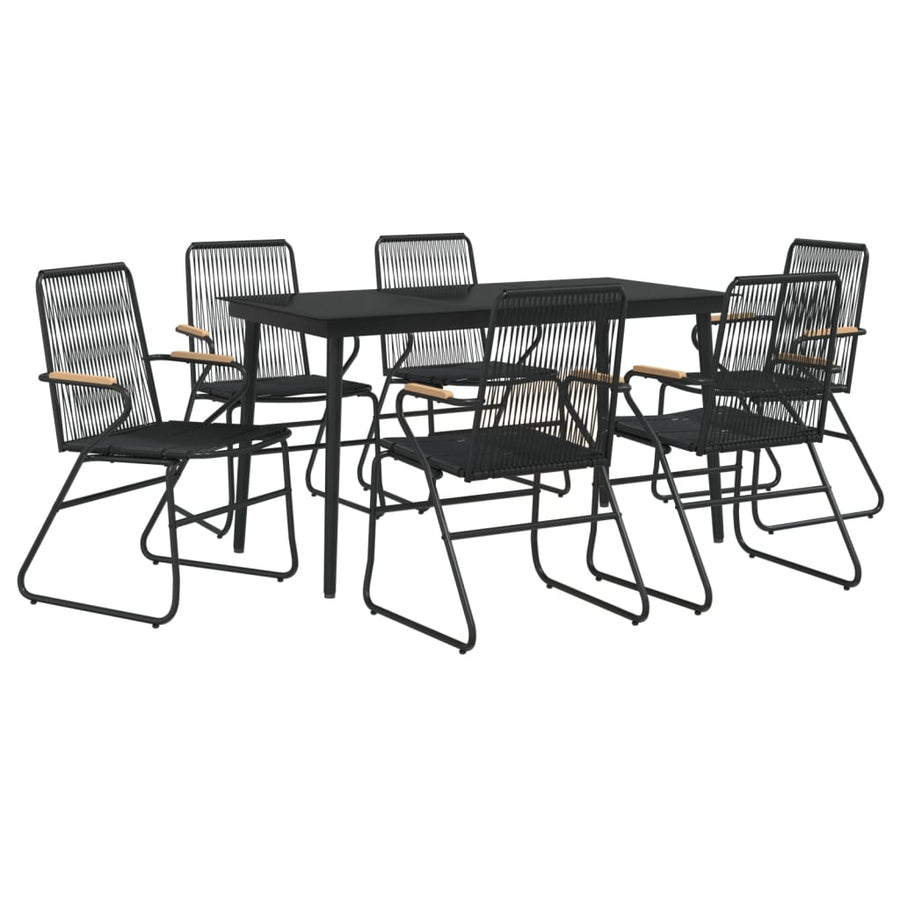 -Delige Tuinset Pvc-Rattan Zwart 7 140 cm tafellengte