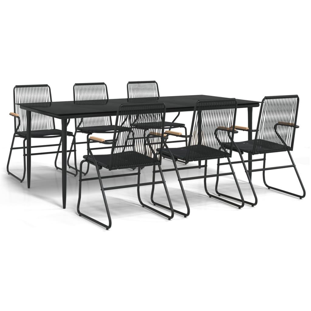 -Delige Tuinset Pvc-Rattan Zwart 7 200 cm tafellengte