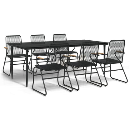 -Delige Tuinset Pvc-Rattan Zwart 7 200 cm tafellengte