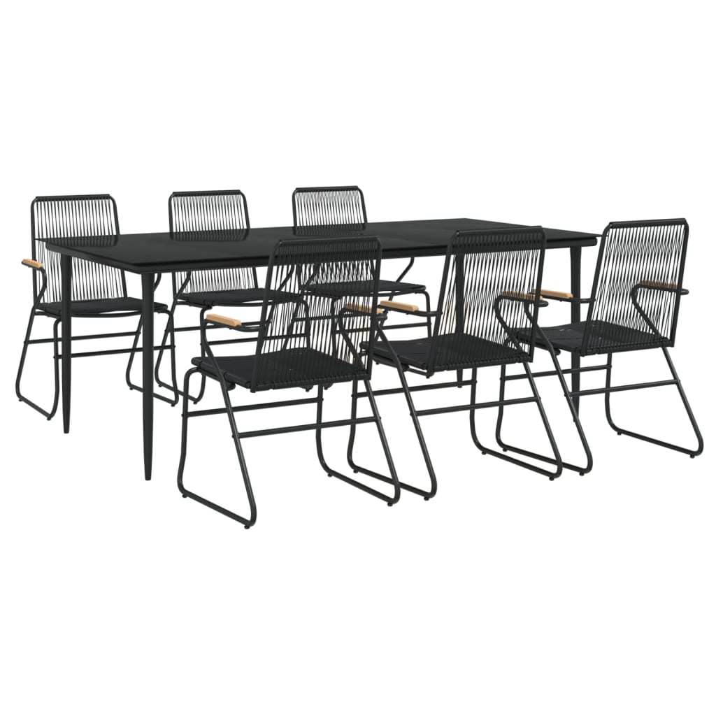-Delige Tuinset Pvc-Rattan Zwart 7 200 cm tafellengte