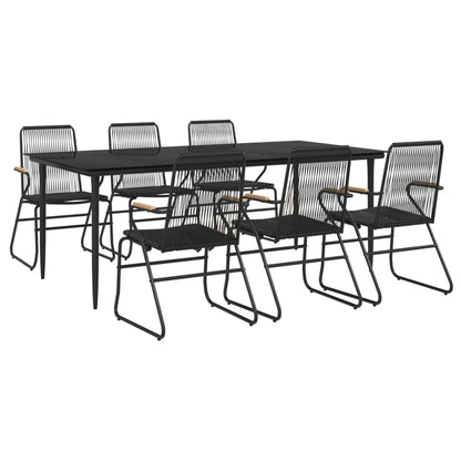 -Delige Tuinset Pvc-Rattan Zwart 7 200 cm tafellengte