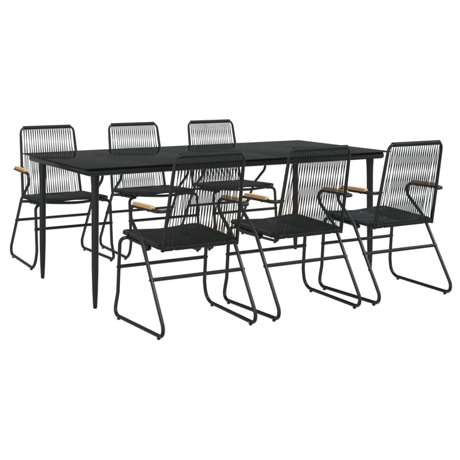 7-delige Tuinset PVC-rattan zwart