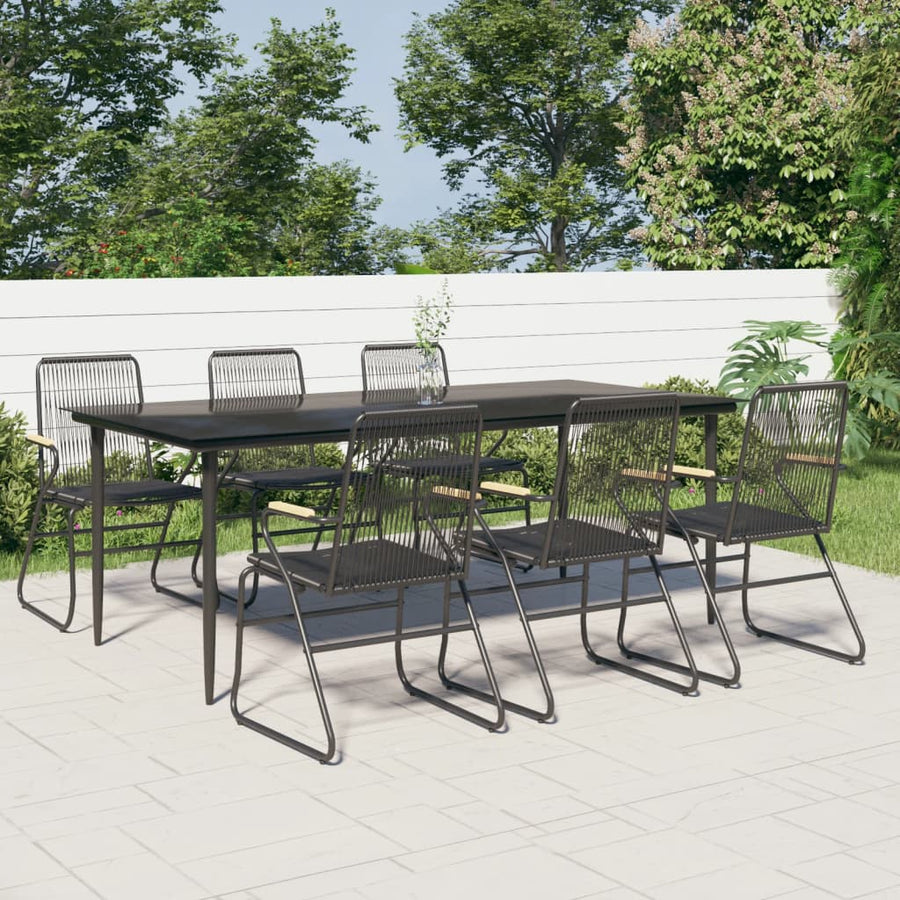 7-delige Tuinset PVC-rattan zwart