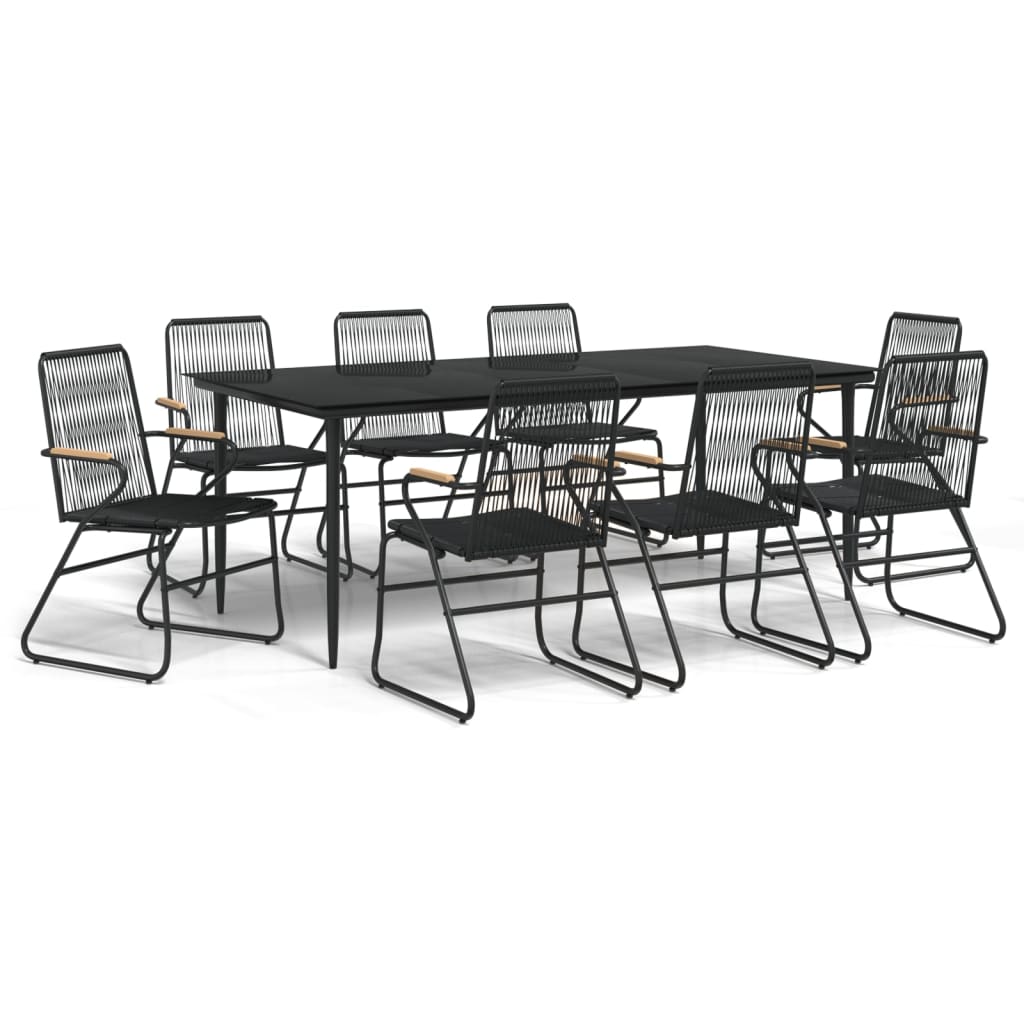 -Delige Tuinset Pvc-Rattan Zwart 9 200 cm tafellengte