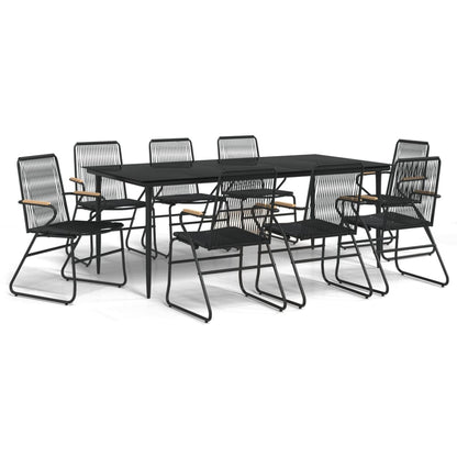-Delige Tuinset Pvc-Rattan Zwart 9 200 cm tafellengte
