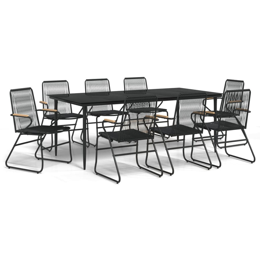 9-delige Tuinset PVC-rattan zwart