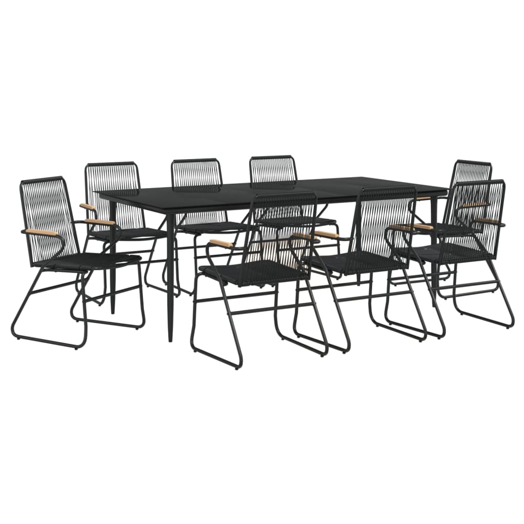 -Delige Tuinset Pvc-Rattan Zwart 9 200 cm tafellengte