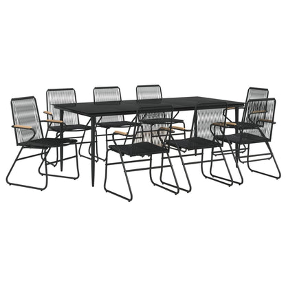 -Delige Tuinset Pvc-Rattan Zwart 9 200 cm tafellengte