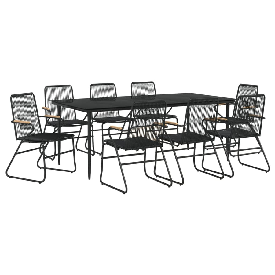 9-delige Tuinset PVC-rattan zwart