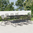 9-delige Tuinset PVC-rattan zwart