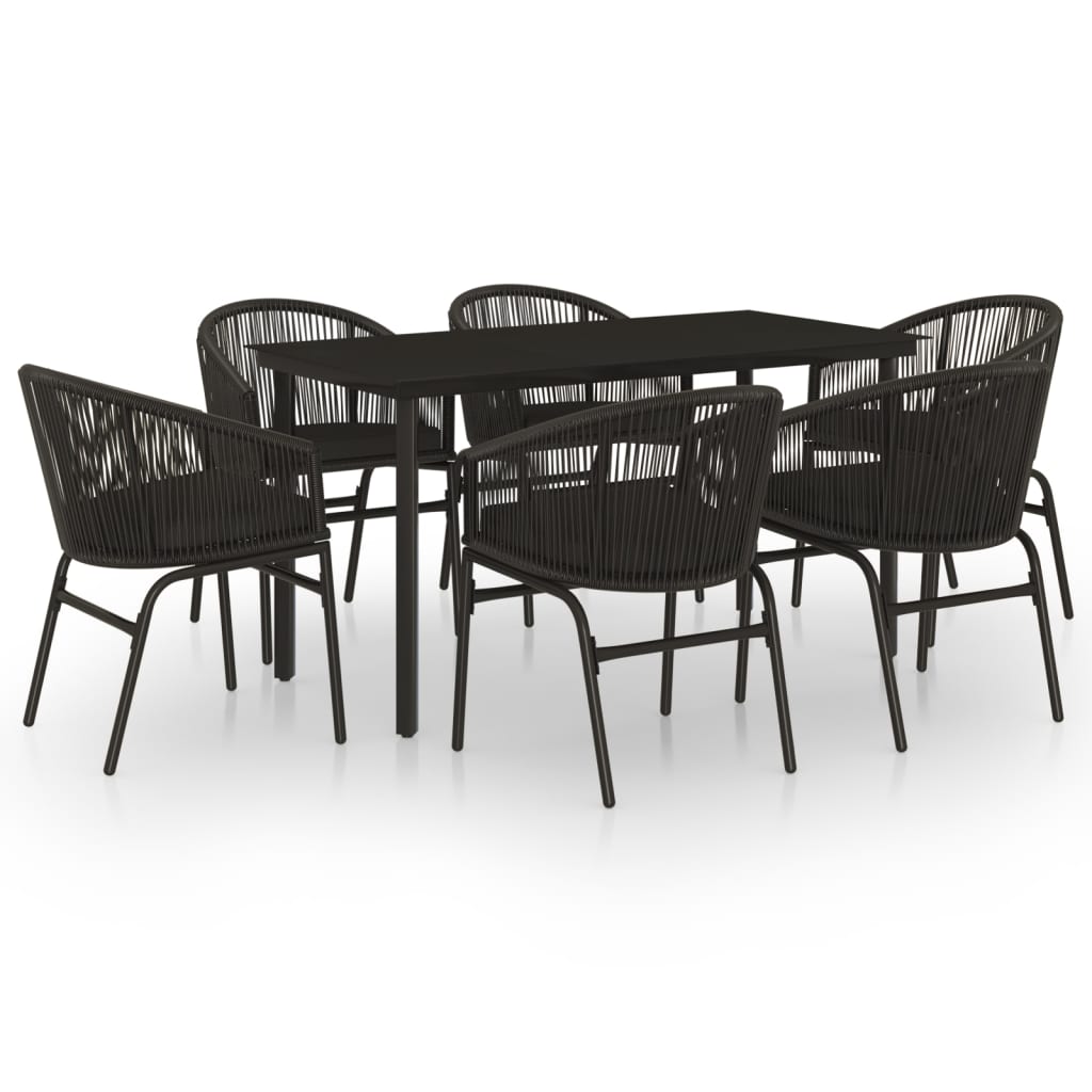 -Delige Tuinset 7 140 cm tafellengte Zwart