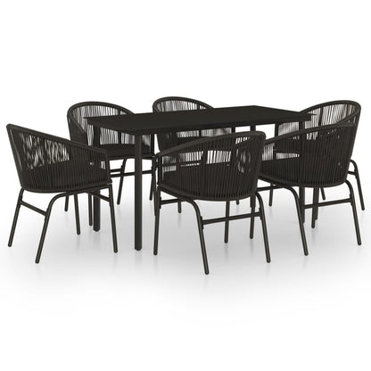 -Delige Tuinset 7 140 cm tafellengte Zwart
