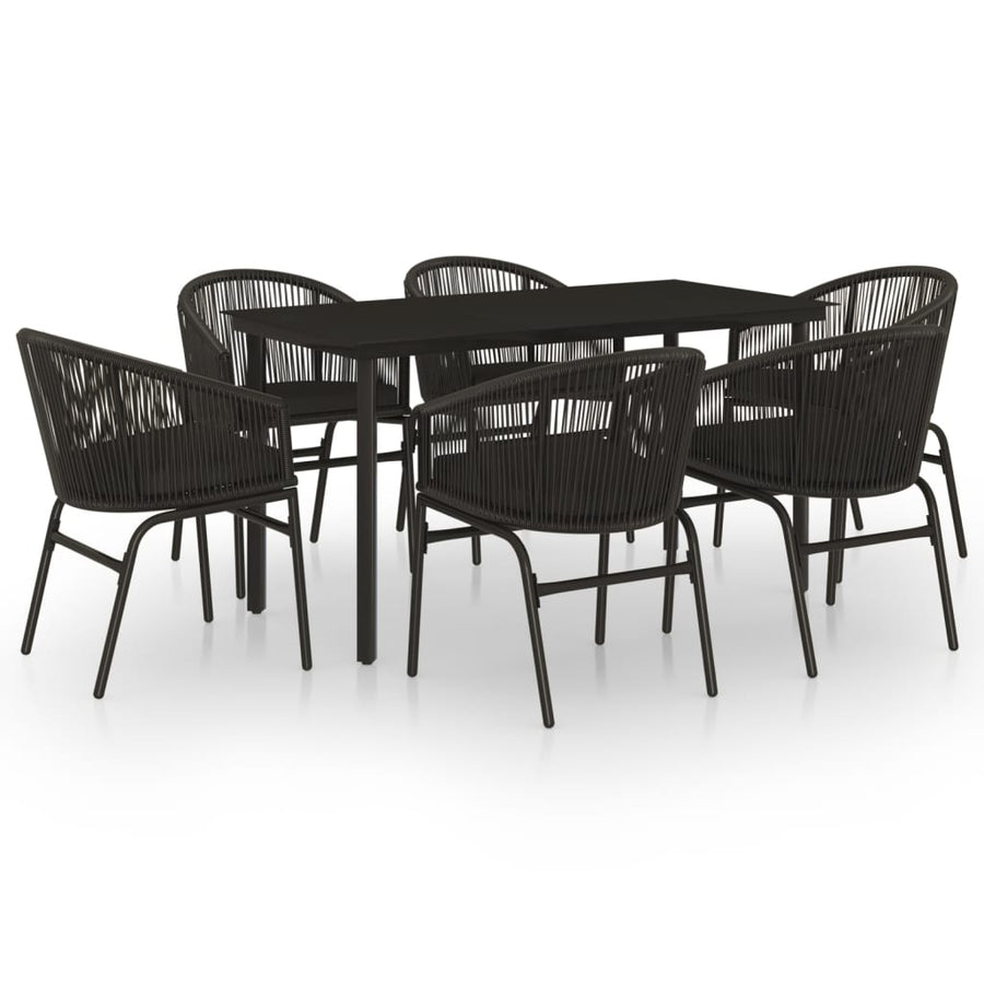 -Delige Tuinset 7 140 cm tafellengte Zwart