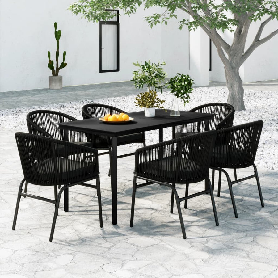 -Delige Tuinset 7 140 cm tafellengte Zwart