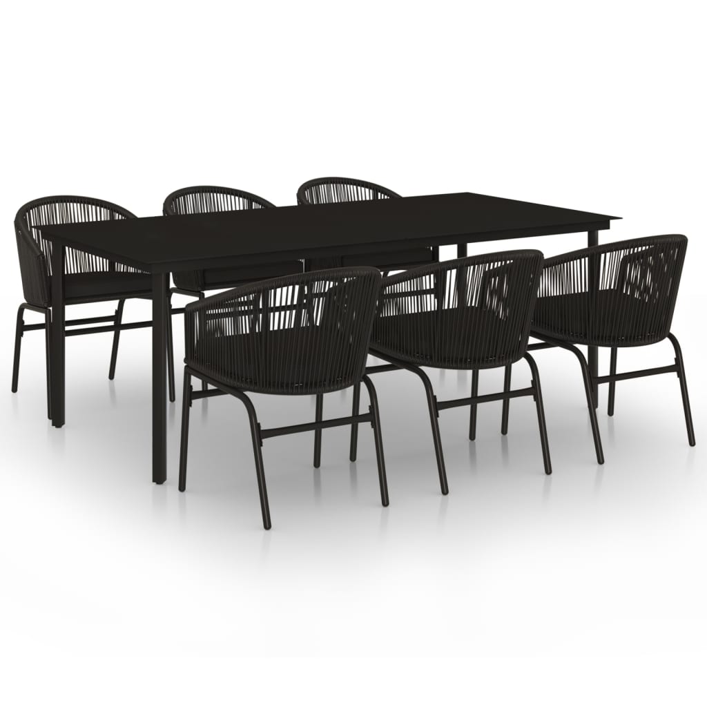 7-Delige Tuinset 6 200 cm tafellengte Zwart